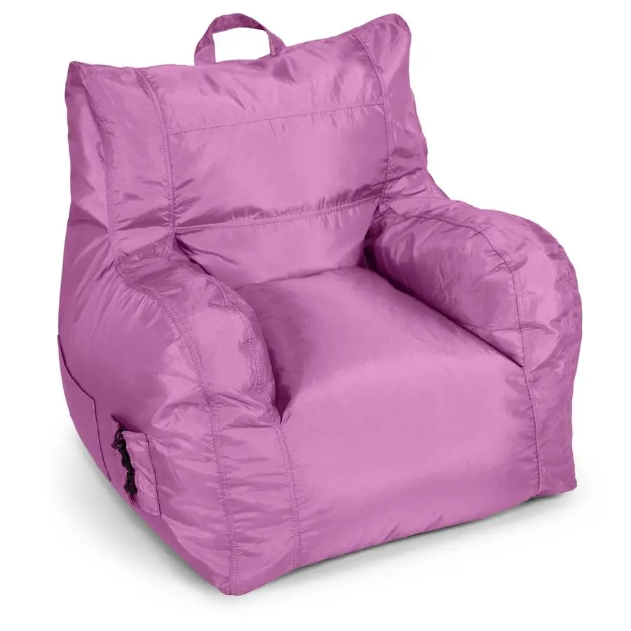 Dorm Bean Bag Chair with Drink Holder and Pocket, Radiant Orchid Smartmax, Durable Polyester Nylon Blend, 3 feet