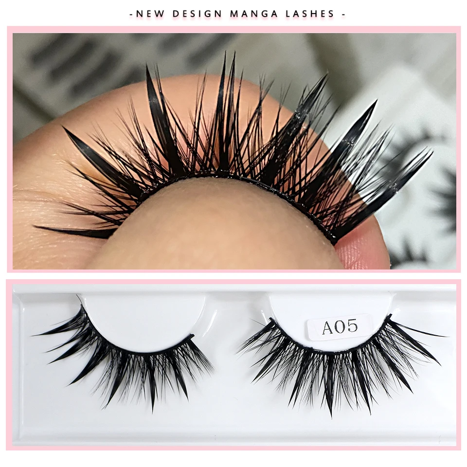 Nuevo diseño de pestañas postizas de moda para cosplay, púas dramáticas, pestañas mojadas, maquillaje manga, pestañas postizas 6