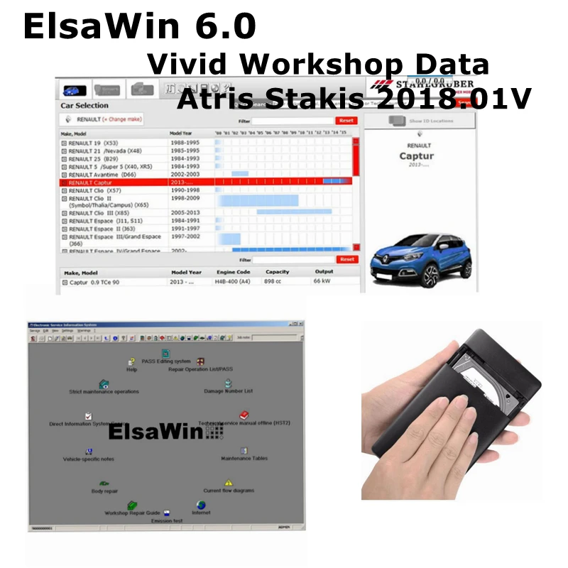 Auto Repair Software ElsaWin 6.0 Latest Vivid Workshop data Atris-Stakis 2018.01V 250gb HDD Newest V-W For Audi Elsa Win 6.0