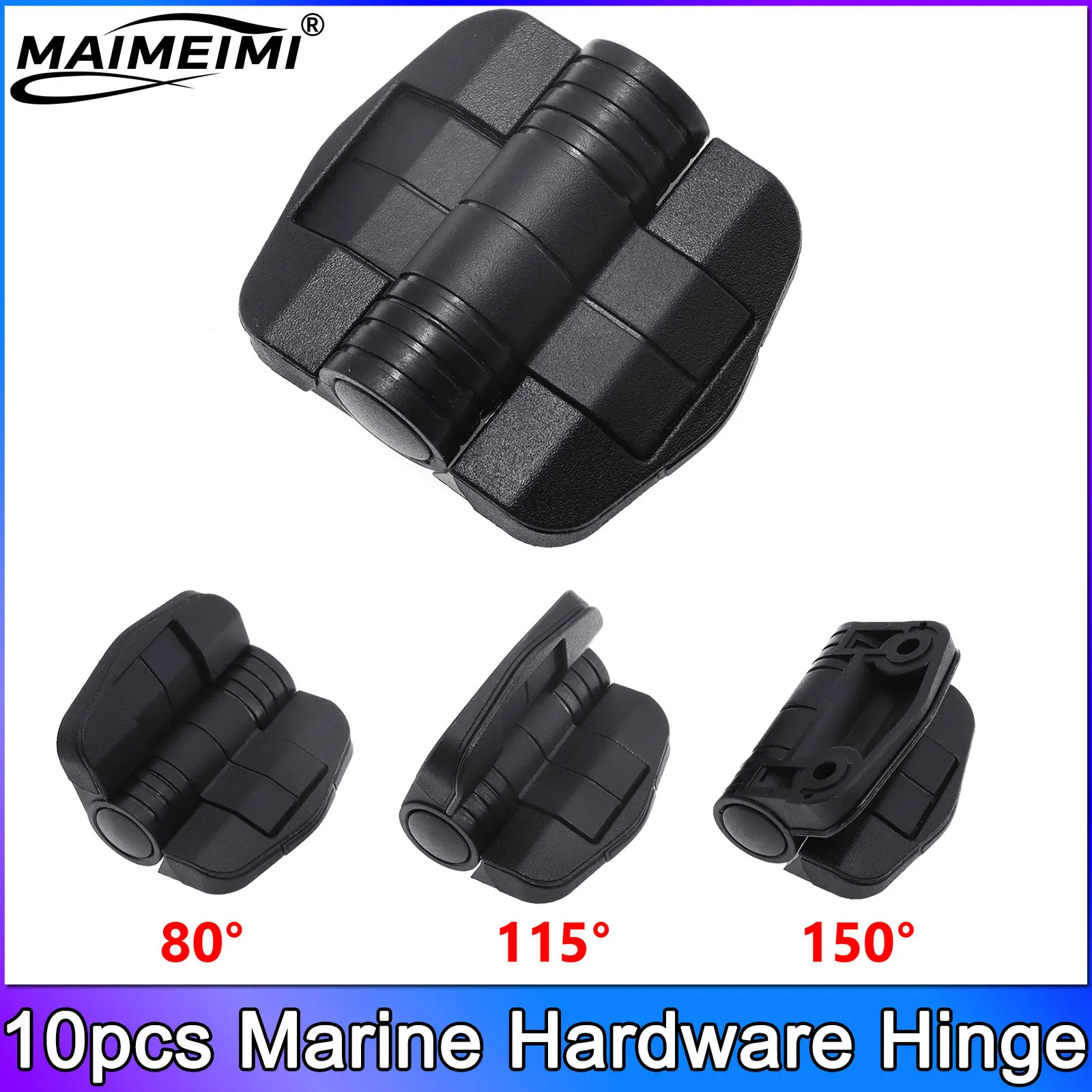 

10pcs/set Black Nylon Plastic Butt Hinge for Wooden Box Furniture Electric Cabinet Hardware 80 115 150 Degree Marine Accessories