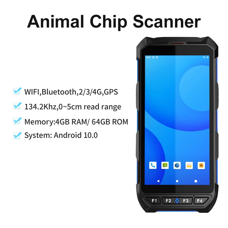 134.2KHz Animal Chip Scanner Reader FDX-B ISO11784/85 Android 10 System PDA Scanner for Cat Dog Pet ID Identification