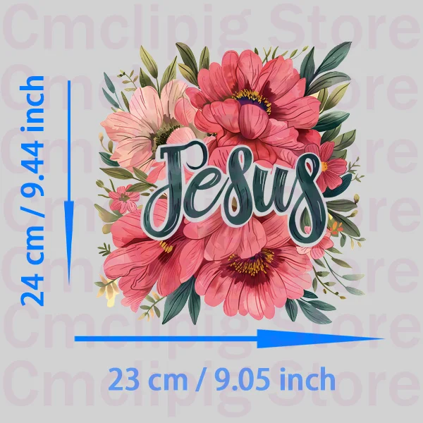 Flower fonts JESUS Clothing thermoadhesive patches thermo-stickers DIY Sewing Decoration