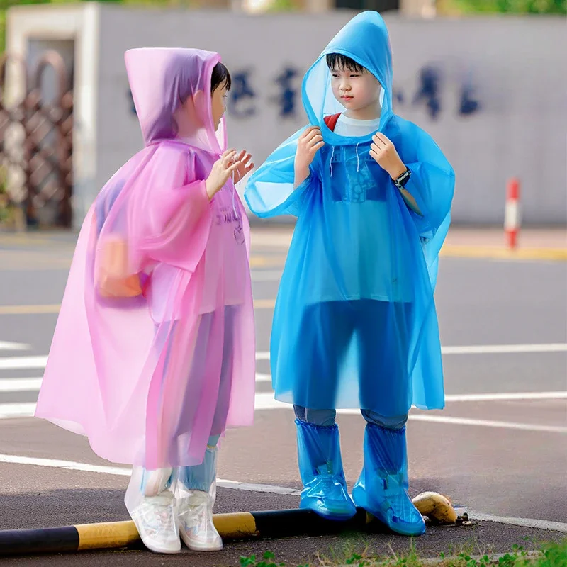 Children Boy Girl Rainwear Waterproof Hooded Rain Coat Outwear Poncho Raincoat Cover Up for Kids 100 to 160cm Height