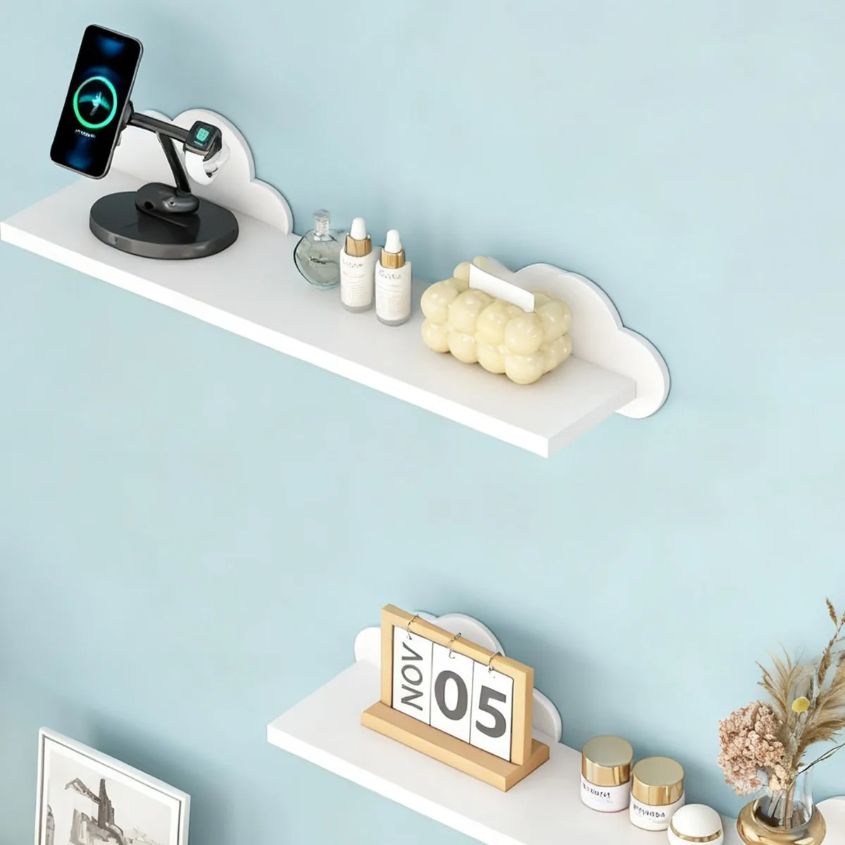 Wall Shelf Shelf Double Cloud Wall-mounted Wall Shelf TV Wall Decoration Shelf Cloud Partition