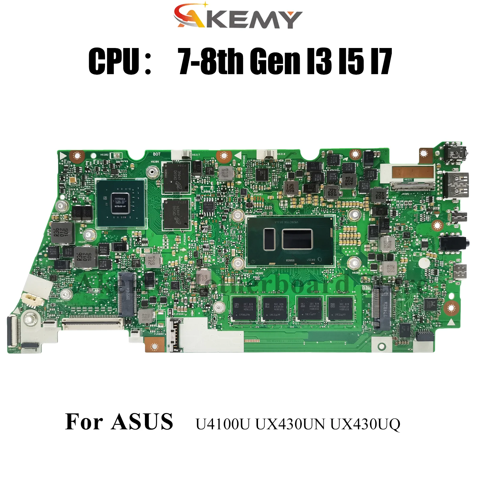 

Материнская плата UX430UN для ноутбука ASUS ZenBook UX430UN UX430U U4100U UX430UQ с процессором I3 I5 I7 100% тестирование OK stk