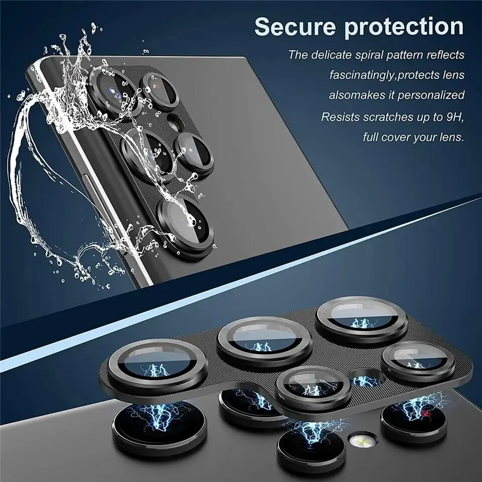 50PCS For S23  Camera Lens Protector Aluminum Alloy Metal Tempered Glass Camera Film For Galaxy S22 Ultra  Accessories