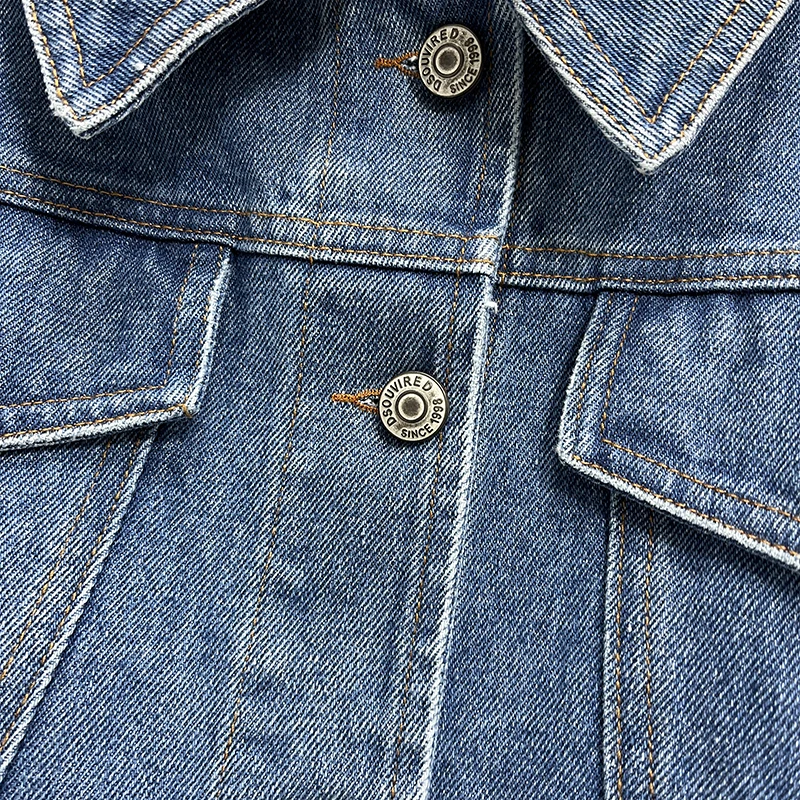 GALCAUR Solid Slimming Denim Jackets For Women Lapel Long Sleeve Patchwork Single Breasted Fashion Coat Female Clothing Style