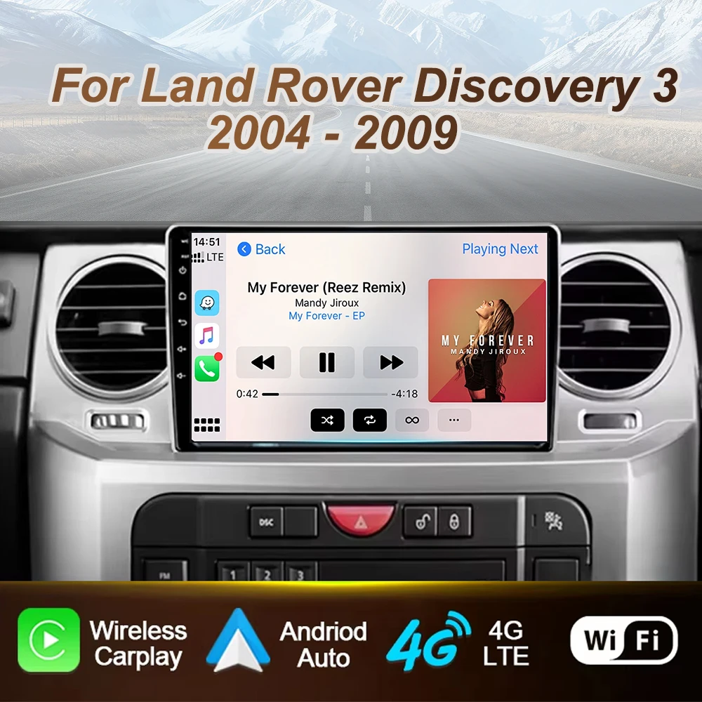 Carplay Android 15 Auto radio For Land Rover Discovery 3 2004 - 2009 QLED Screen Stereo Car Radio Navigation 2din DVD Head Unit