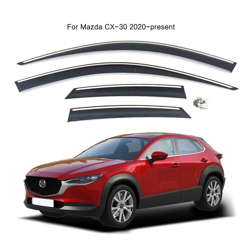 For Mazda CX-30 Rain and Shine Injection Window Rainproof Eyebrow Rain or Shine Side Window Deflector Visor Shade Ventvisor