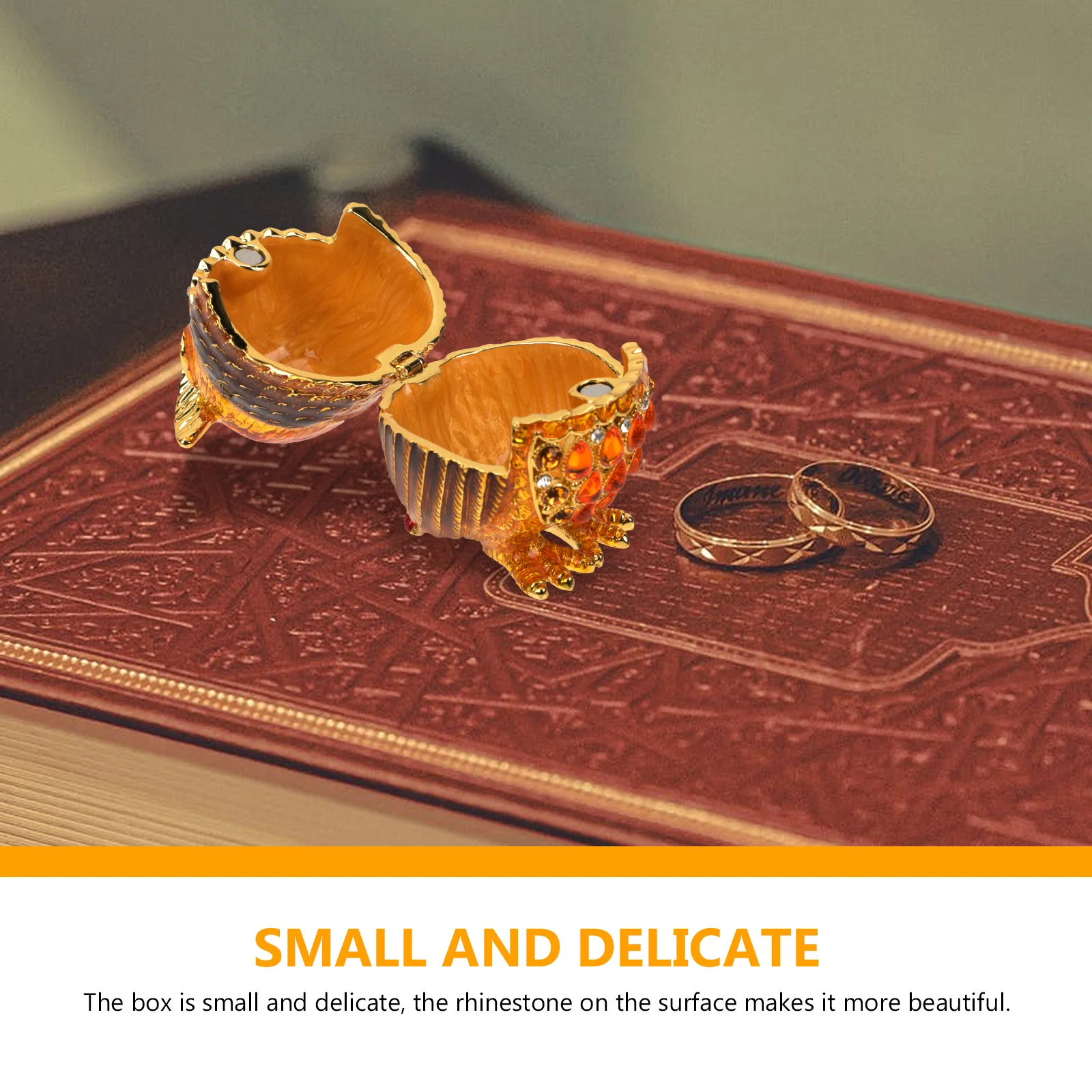 

Alloy Jewelry Box Small Gift Case for Bracelet Ring Necklace Storage Decorative Trinket Box Shiny Owl Adornment Birthday
