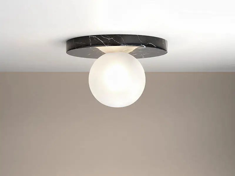 100% Natural Marble Wall Lamp Mid-Century Wabi Sabi Black Marquina Marble Lamp for Designer Villas