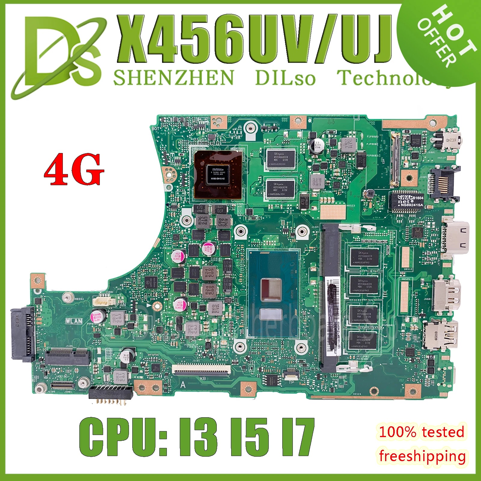 

X456UV Laptop Motherboard For ASUS X456UJ X456UQ X456UQK X456UA X456UF X456URK X456UB X456UAM I3 I5 I7 920 930 940 GPU Mainboard