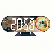 USB Powered Digital Alarm Clock with RGB Mood Light TEMP Date Week 2 Alarm 12/24H Snooze Table Clock Night Mode LED Mirror Clock