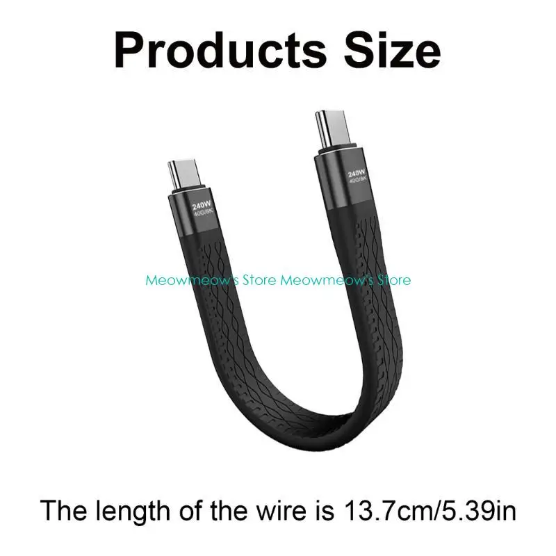 كابل W91A USB Type C مع توصيل الطاقة 240W وبيانات سريع 40 جيجابت في الثانية ونقل الفيديو 8K 60Hz