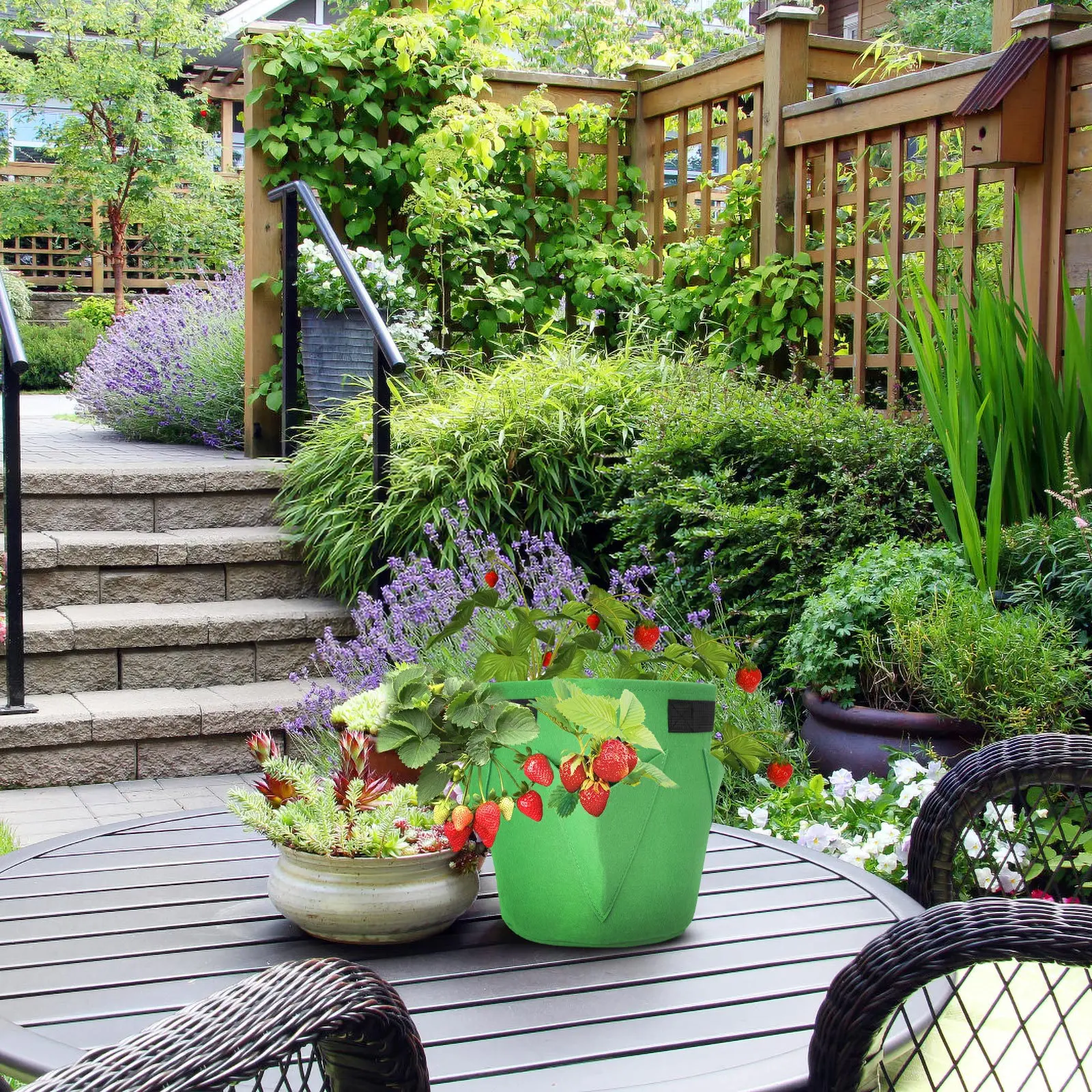 

1Pcs 5 Gallon Hanging Strawberry Planting Bag Felt Breathable Grow Pockets for Balcony Roof Garden Lightweight Portable Planter