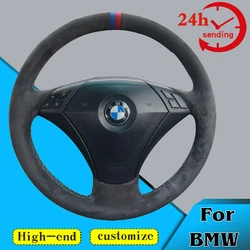 Custom Car Steering Wheel Braid Cover Suede Fit For BMW E60 (Sedan) E61 (Touring) 530 523 523li 525 520li 535 545i Car Interior