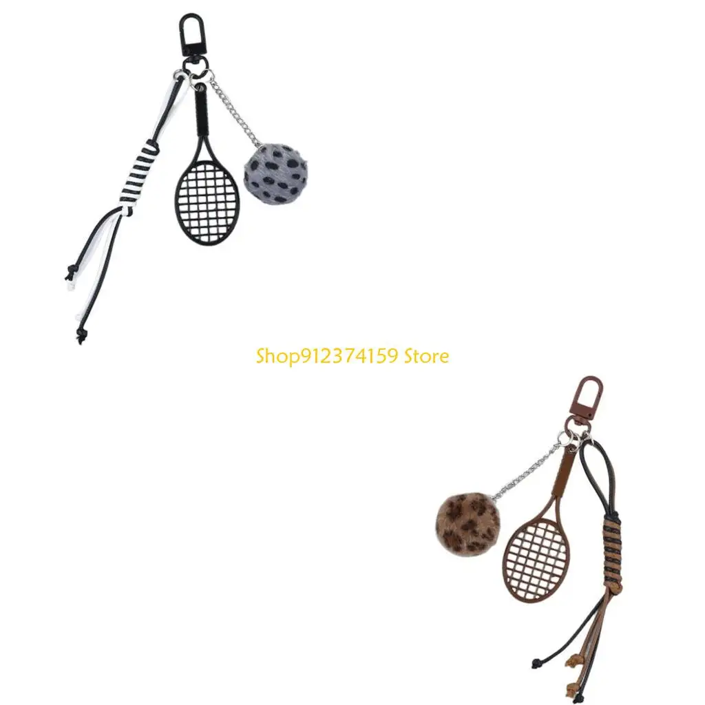 

G5AE Practical Plush Racket Ball Bag Decoration for Keychains and Bags Novelty Keyring Fashionable Bag Pendant for Student