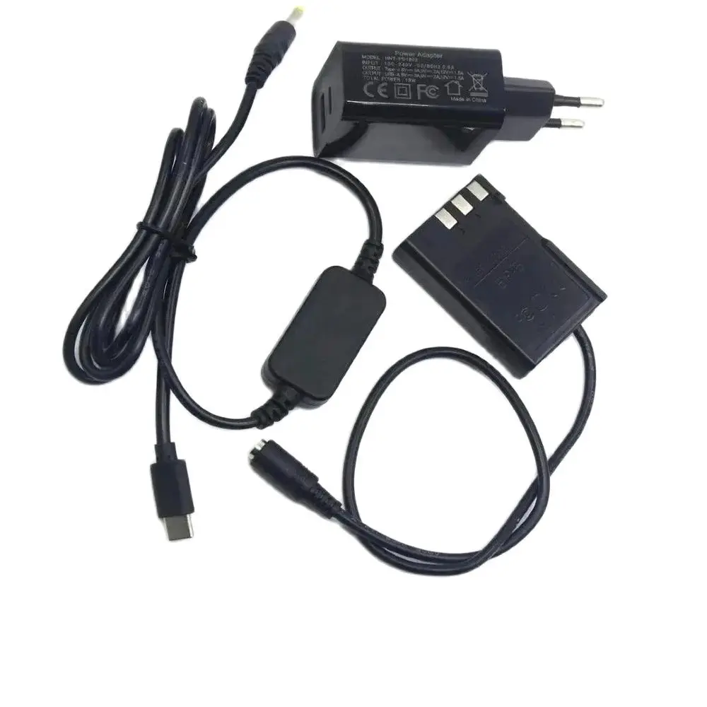 PD 3.0 Charger EP-5 Coupler ENEL9 EN-EL9 Dummy Battery EH-5A USB C Power Cable for Nikon D40 D40X D60 D3000 D5000 Camera