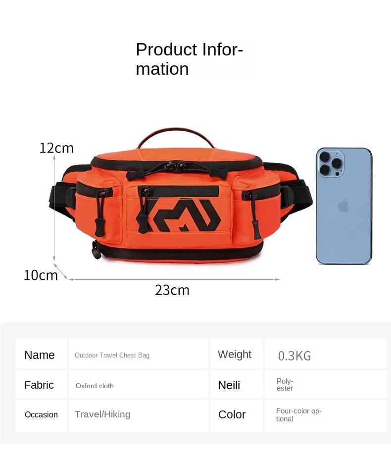 Sac de taille orange pour moto, sac de poitrine d'équitation, équipement de moto, sac à bandoulière en gros d'usine, sacs à dos de sport étanches