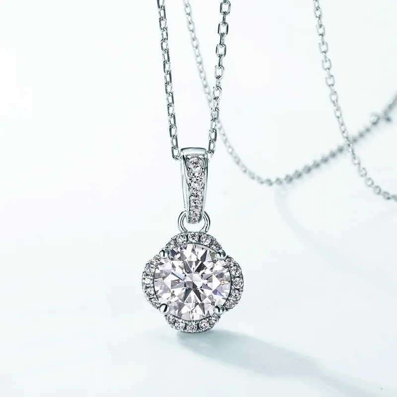 Moissanite Pendant 18K Gold Fully Inlaid with Brilliant Colored Baby Stones PT950 Platinum Necklace Selection