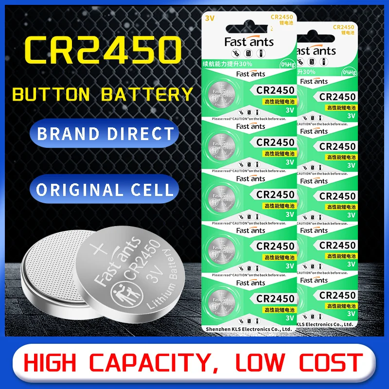 Original CR2450 3V Lithium Coin Battery High Capacity For Key Fob Garage Door Remote Toy LED Light Electronic Clock Thermos Cup