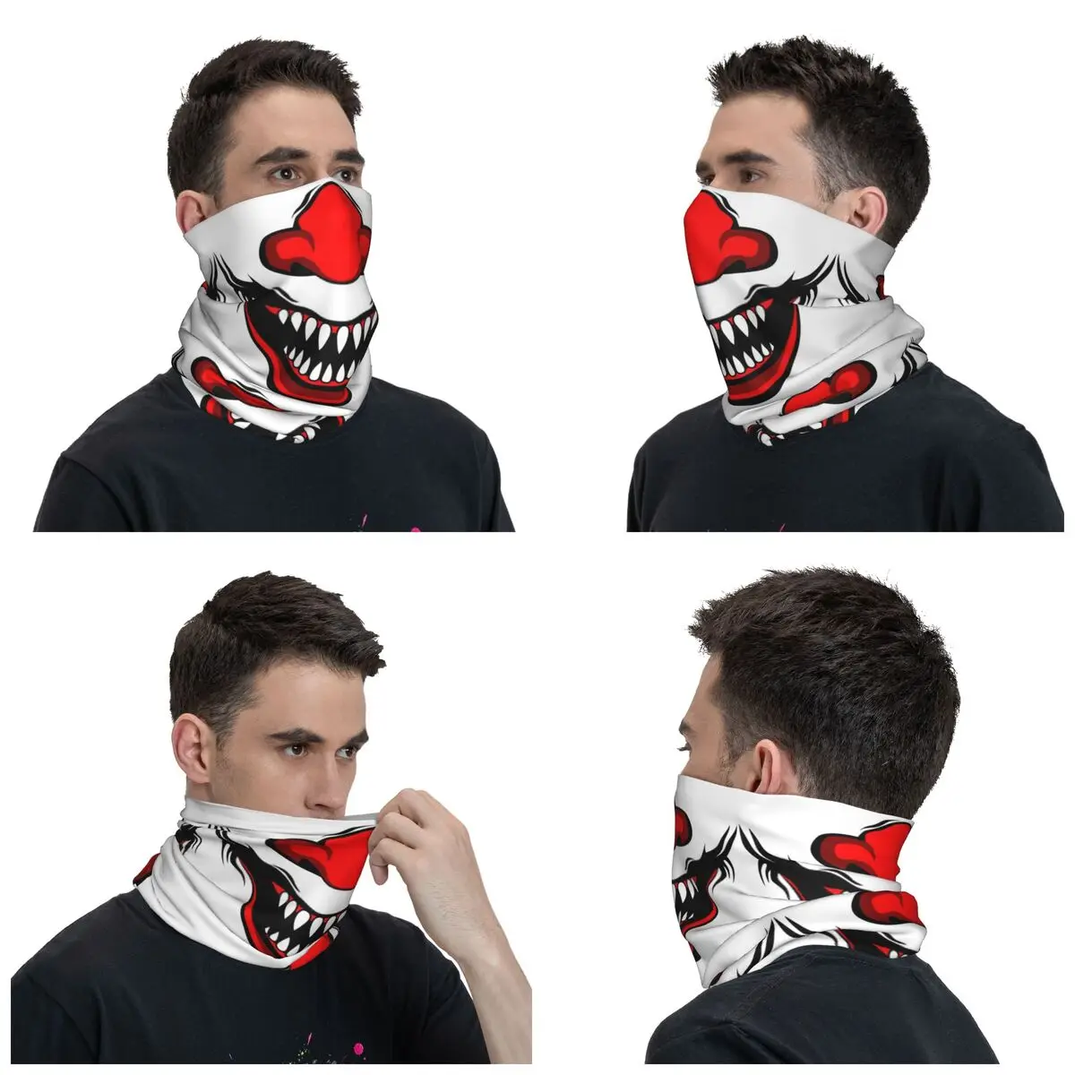 Evil Clown Teeth Bandana Neck Gaiter for Hiking Camping Men Women Wrap Scarf Creepy Smile Balaclava Warmer