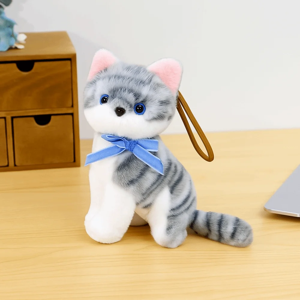 

PP Cotton Small Cat Plush Keychain Lifelike Collection Cat Plush Bag Pendant Cartoon Ornaments Simulated Cat Plush Doll Friend