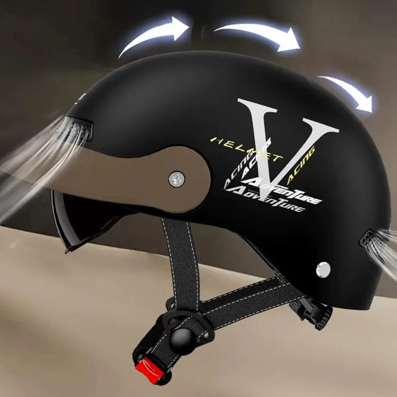 

Motorcycle Half Helmet Sun Visor Skateboard Helmet Quick Release Head Protector For Women Men Cycling Skateboard Motorcycle