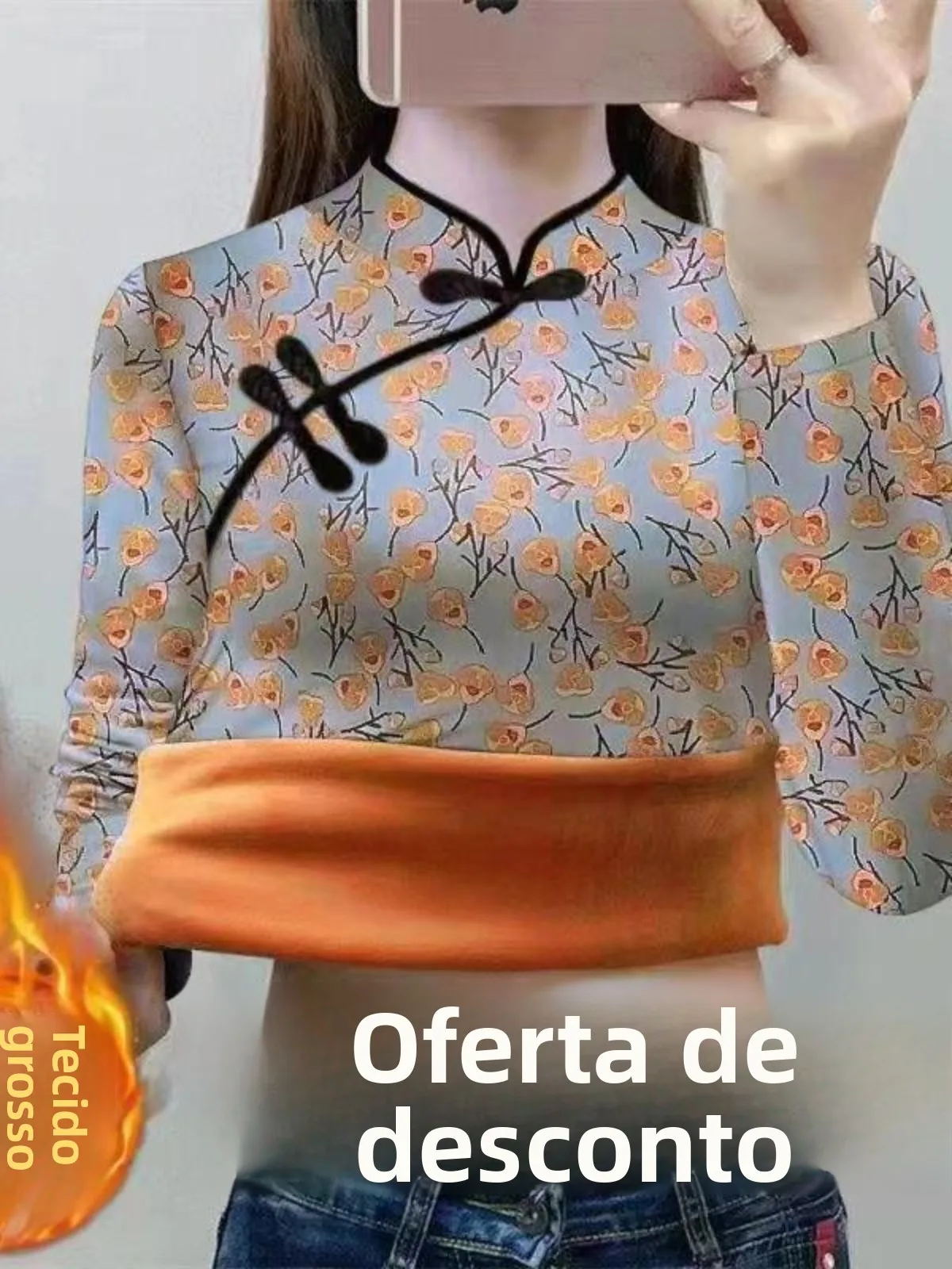 スリム効果のある厚手フリース長袖袍襟ベースシャツ、耳カバー付きレディースファッションtシャツ、2024年冬