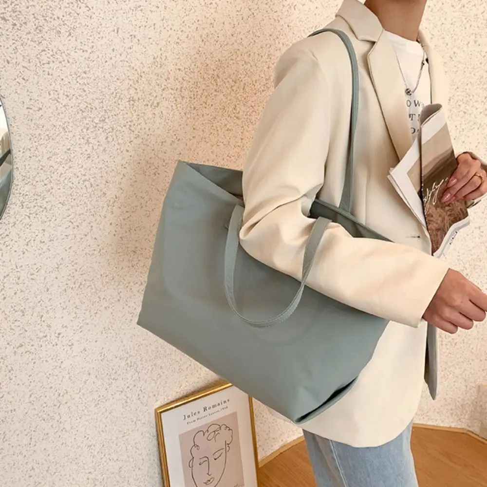 

Korean Style Nylon Tote Bag Pure Color Large Capacity Letter Underarm Bag Handbag All-match Oxford Cloth Shoulder Bag Girls