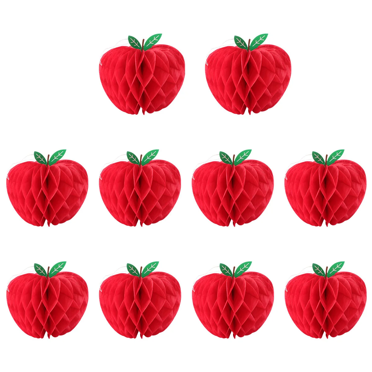 10 Pcs Paper Wreath Fruit Decorations Apple Party Size Honeycomb Ball Pendant Garland