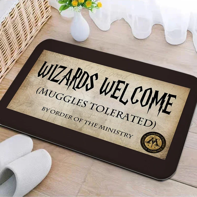 Welcome Door Mat Bathroom Rug Bath Area Non-slip Graphic Wizards Muggle Tolerated Corridor Decor Carpet Kitchen Entrance Doormat