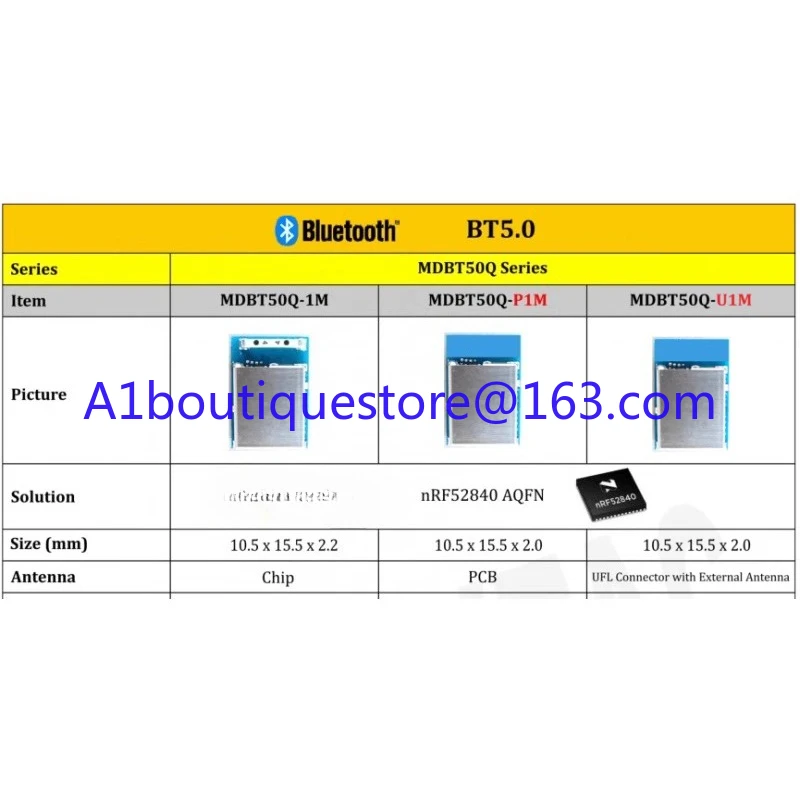 Módulo Bluetooth MDBT50Q, baseado na placa de desenvolvimento IoT nRF52840 1MV2 P1M U1M três antenas