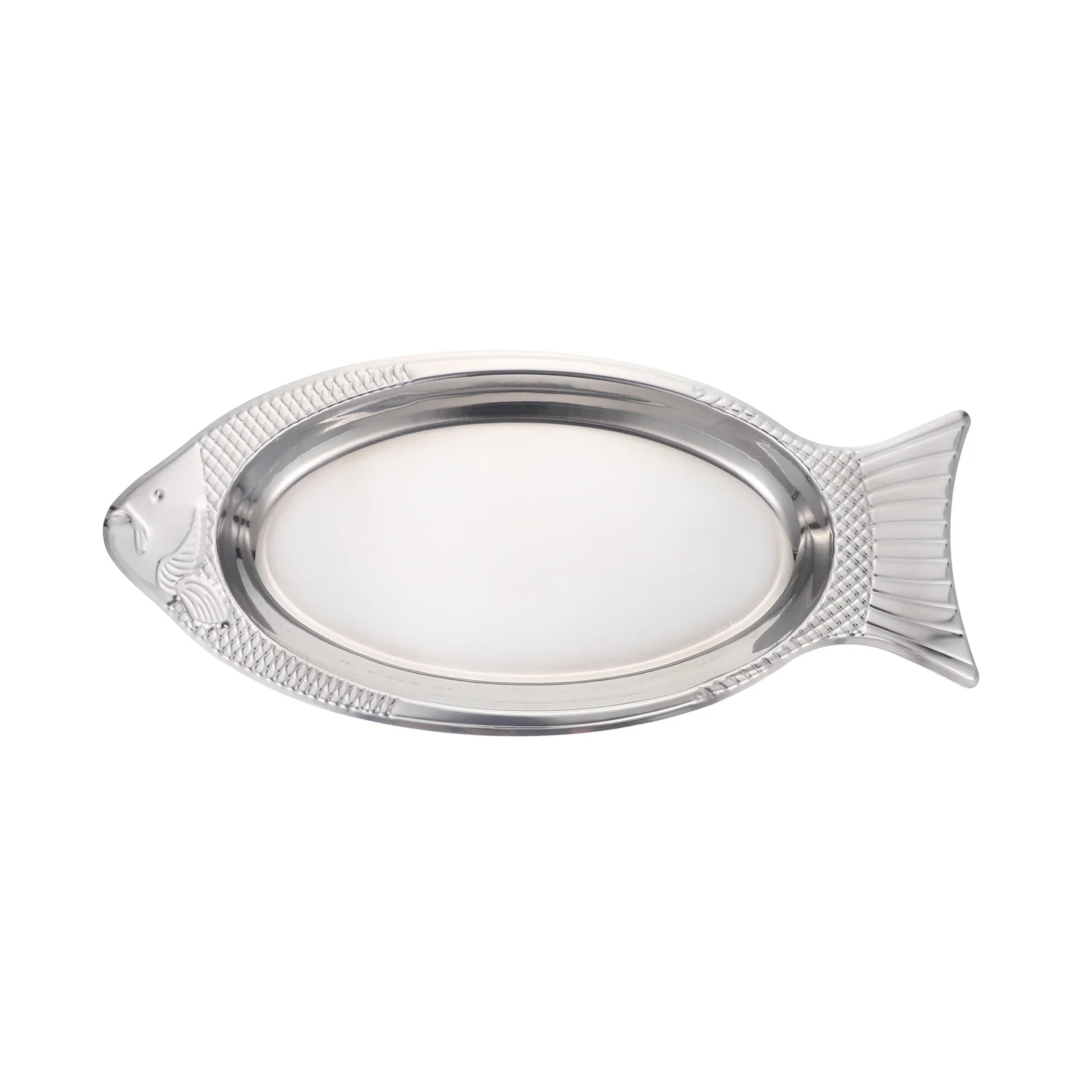 

Food Tray BBQ Fish Plate Grilled Heat-resistant Serving Stainless Steel Fish-shaped Silver