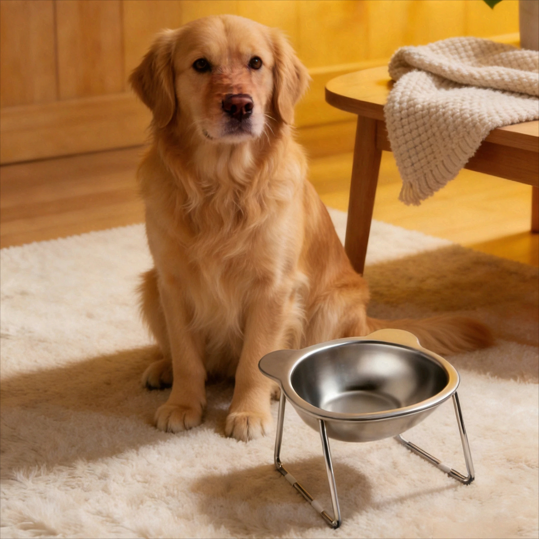 15° Tilted Elevated Dog Bowl 304 Stainless Steel Anti-Vomiting Pet Food Water Bowl Spine Protection for Dogs Cats