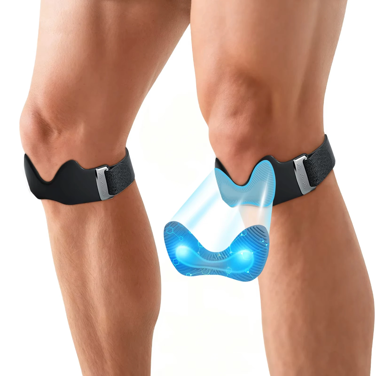 Adjustable Non-Slip Patella Band Stabilizer Knee Brace Silicone Patellar Tendon Support Strap With 3D Airbag For Sports Outdoor