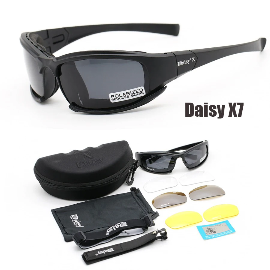 Daisy X7 Tactical Polarized Glasses Military Goggles Army Sunglasses with 4 Lens Original Box Men Shooting Hiking Eyewear Gafas