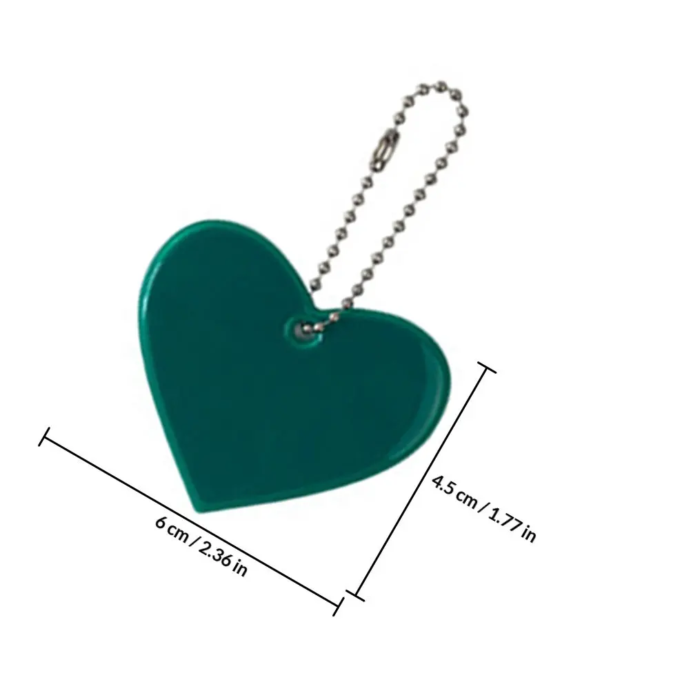 10Pcs Heart Shaped Reflective Keychain Tags for Night Safety High Visibility Running Cycling Backpack Purse