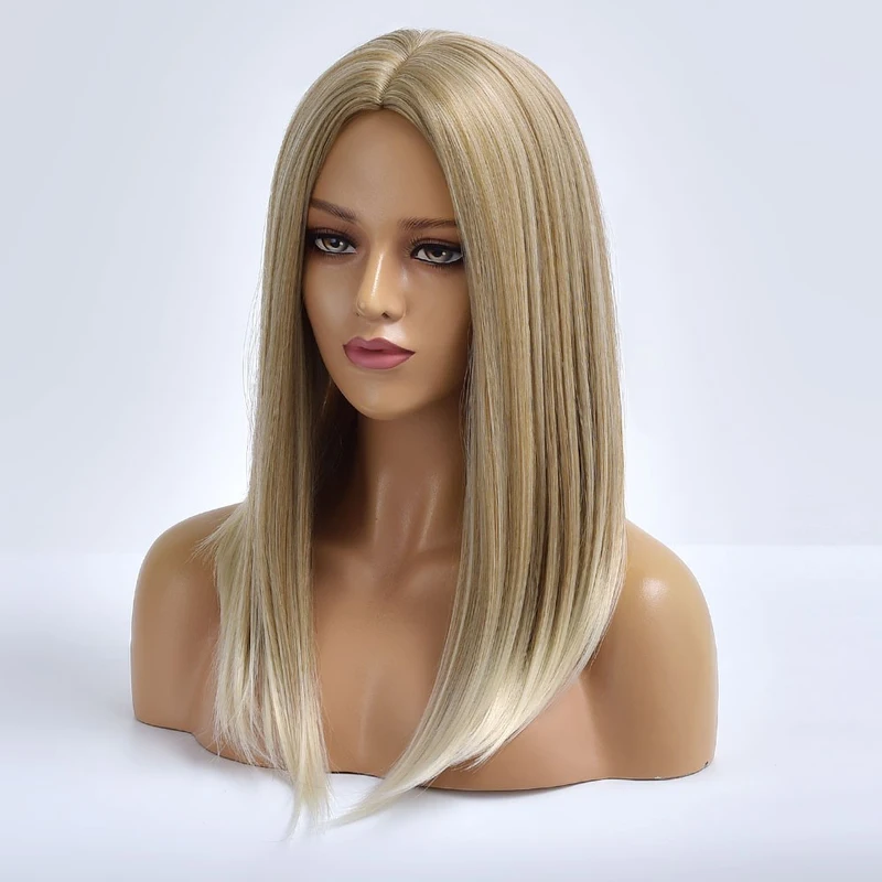 Cosplay Party Wig Natural Straight Mixed blonde Layered Heat Resistant Hair