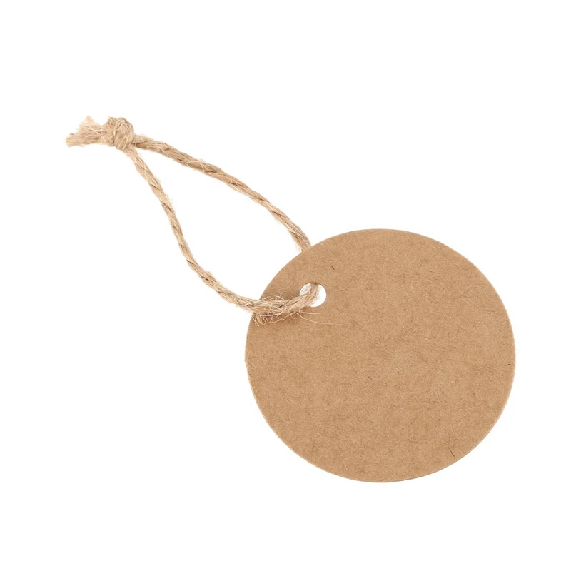 100Pcs Round Kraft Gift Tag With Jute Cord