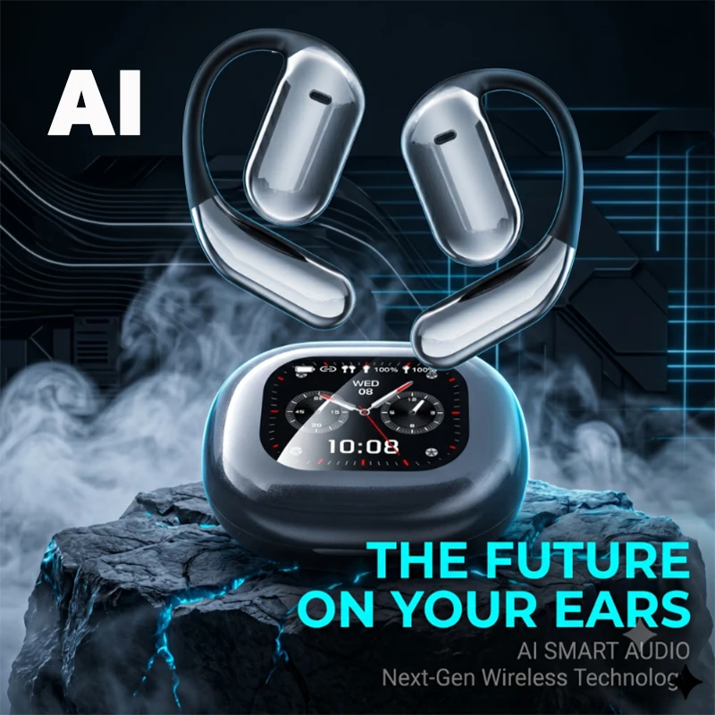 2026 Original YYK-Q16 Pro Bluetooth V5.4 Wireless Headphones with LCD Touch Screen ENC Noise Cancelling Sports Game Earphones