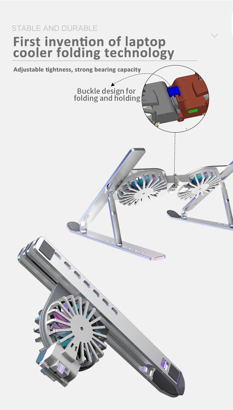 Imagem -04 - Laptop Suporte Suporte Suporte Metal Liga de Alumínio Rgb Luz Led Ventilador Suporte Notebook Macbook Air Pro Xiao Sams