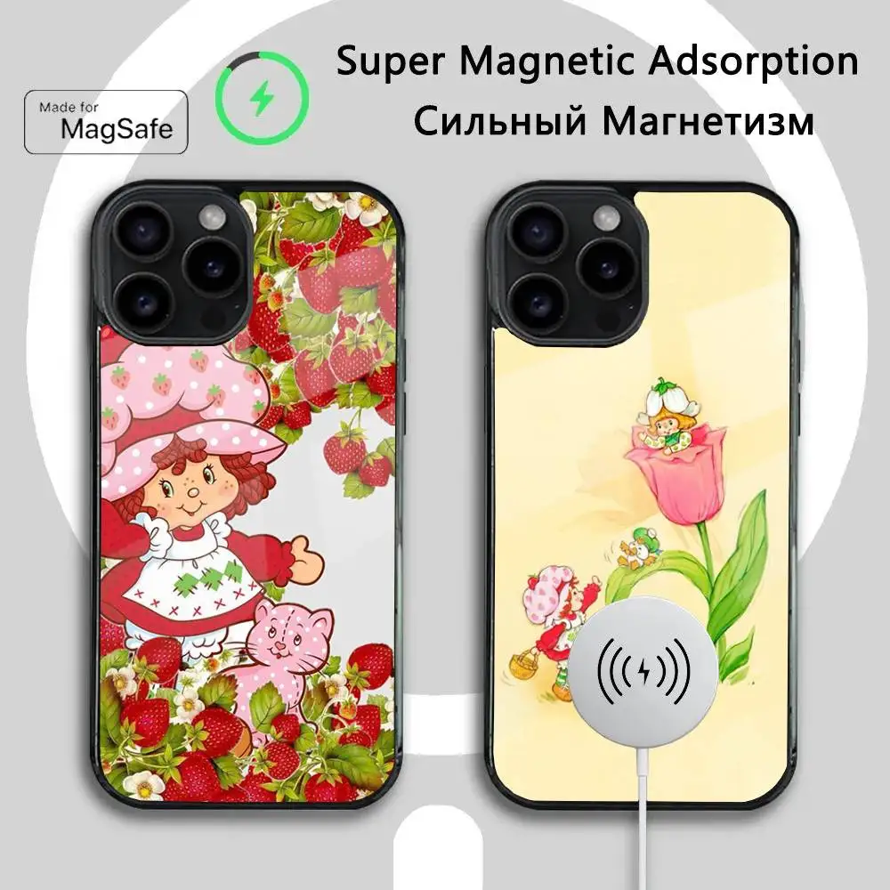 

S-Strawberry Shortcake Phone Case For iPhone 16 15 14 13 12 11 Plus,Pro,Max Mini Magsafe Magnetic Wireless Charging