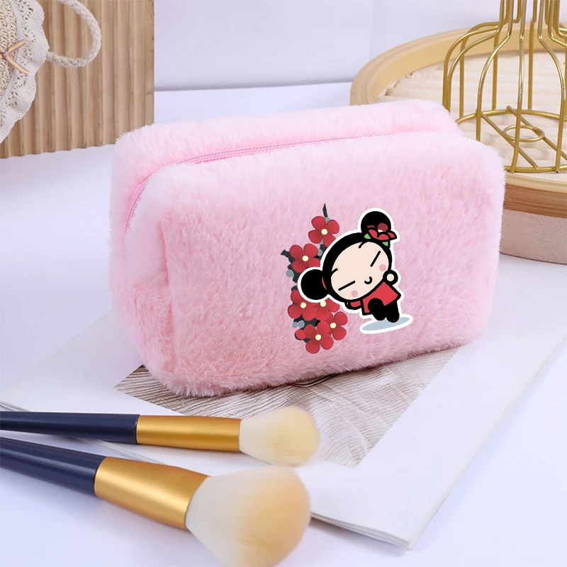 P-Pucca and Garu Women Cosmetic Bag kawaii Makeup Bag Girls Toiletry Bag Female Storage Cases Ladies Makeup Pouch Purse Wallet