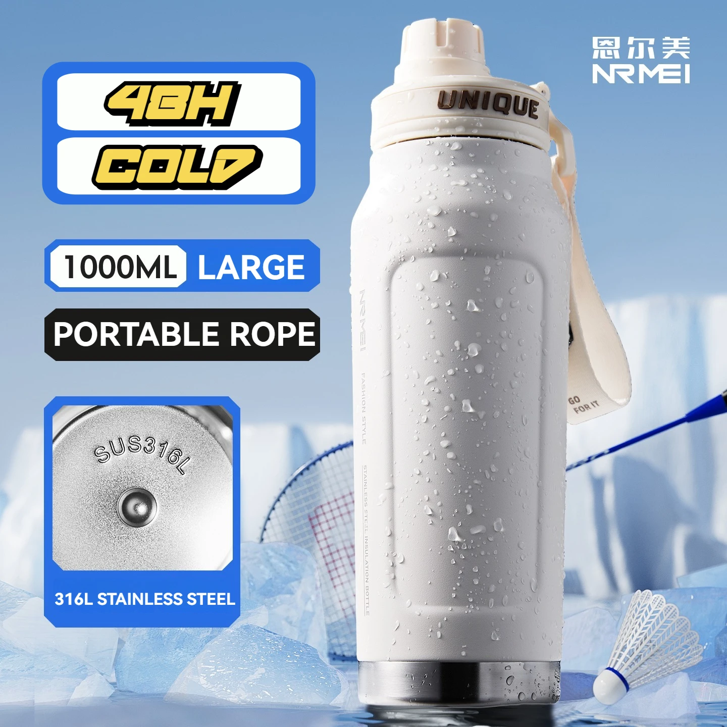 

1L Drinkware Thermos Water Bottle Stainless Steel Vacuum Flask Tumbler Coffee Cup Insulated Hot Tea Cold Camping Thermal