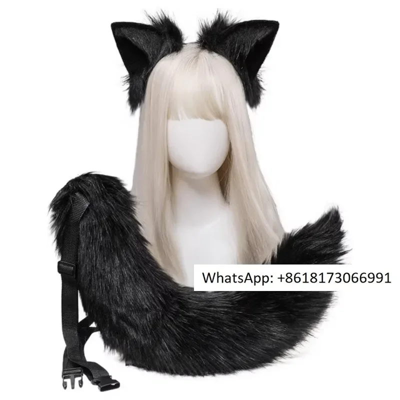 

Fox Ear Hair Accessories Fox Tail Set Handmade Fox Mother Beast Ear Hair Hoop Beast Tail Cat Ear Headwear