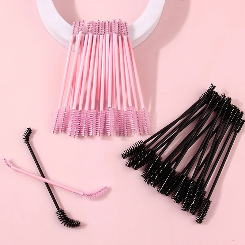 Aplicador de varita para rímel, herramientas de extensión de pestañas, cepillos de maquillaje de doble punta, cepillo de pestañas desechable, mango de plástico