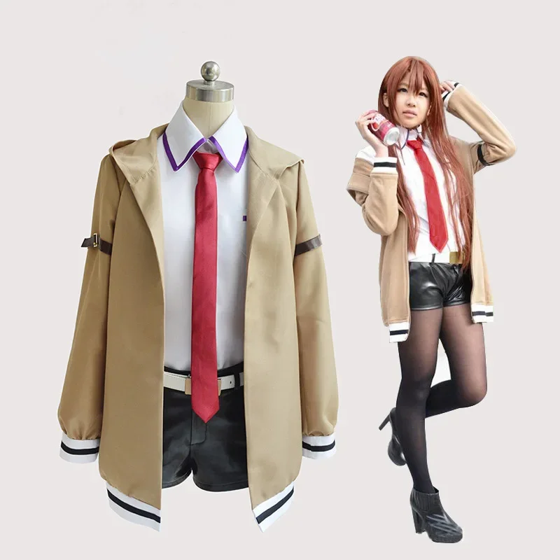 Cosztkhp kostum cosplay Gate, cosplay anime Jepang, jaket cosplay Kurisu, pakaian mantel seragam untuk pria wanita