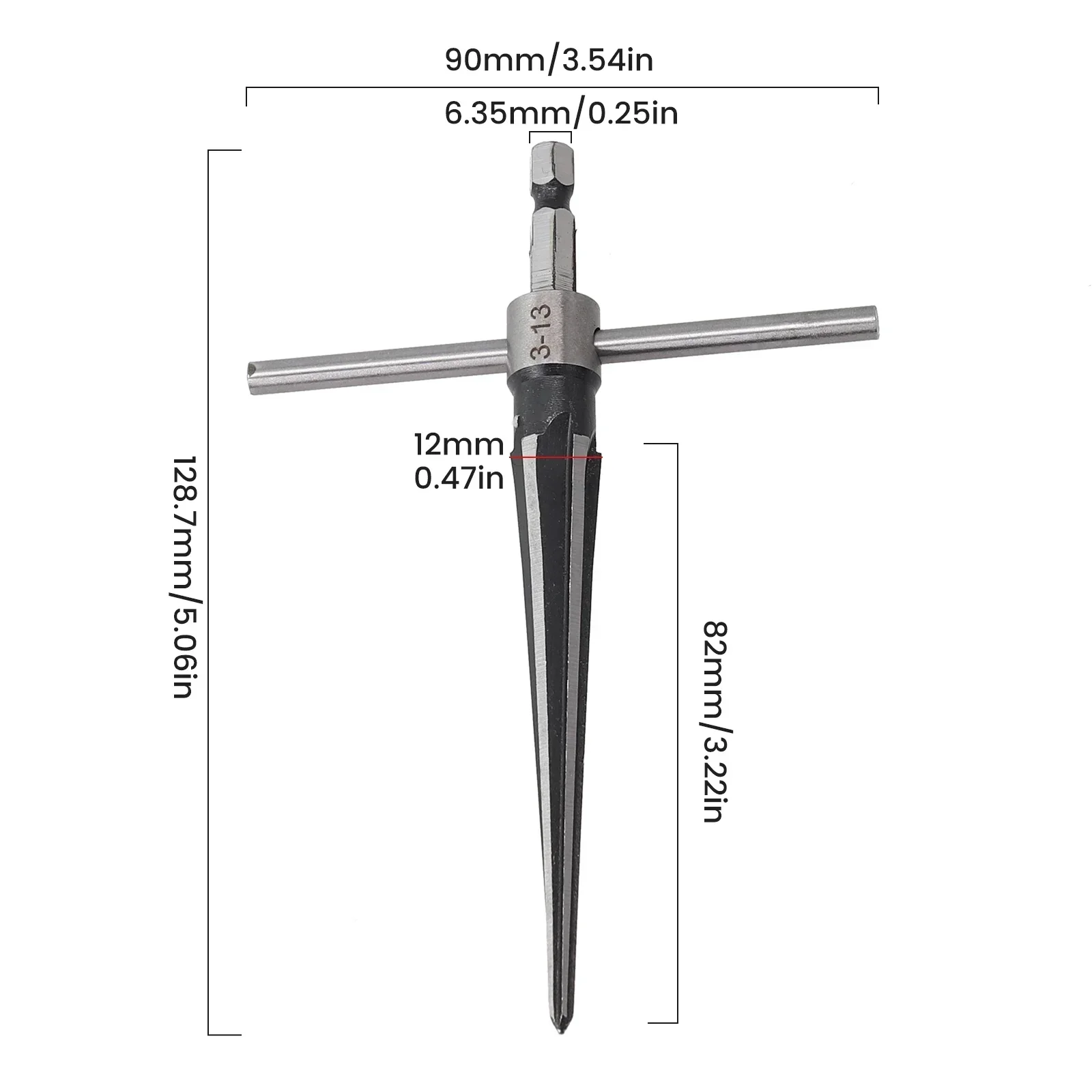 Imagem -05 - Carpintaria Taper Reamer Placa de Madeira Brocas Elétricas Ferramentas de Corte com Alça Hexagonal Chanfro Expansível e Rebarbação 313 mm