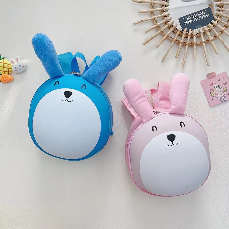 Cute Cartoon Rabbit Hard Shell Schoolbag, Children's Double Shoulder Eggshell Backpack Kindergarten Boys and Girls 2-5 Years Old